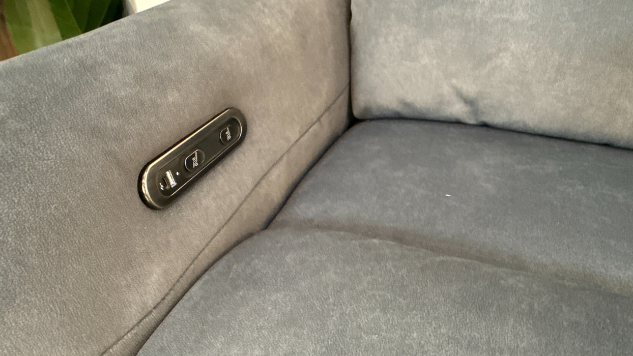 Sofology Renato Fabric 3 Corner Console 1.5 Power Recliner in Lifestyle Flecked Charcoal