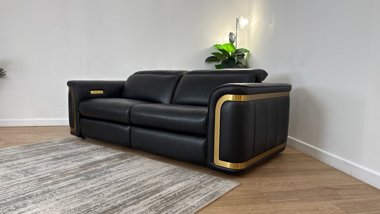 Sofology The Plaza 2.5 Seater Leather Recliner in Trusty Embossed Jet Black