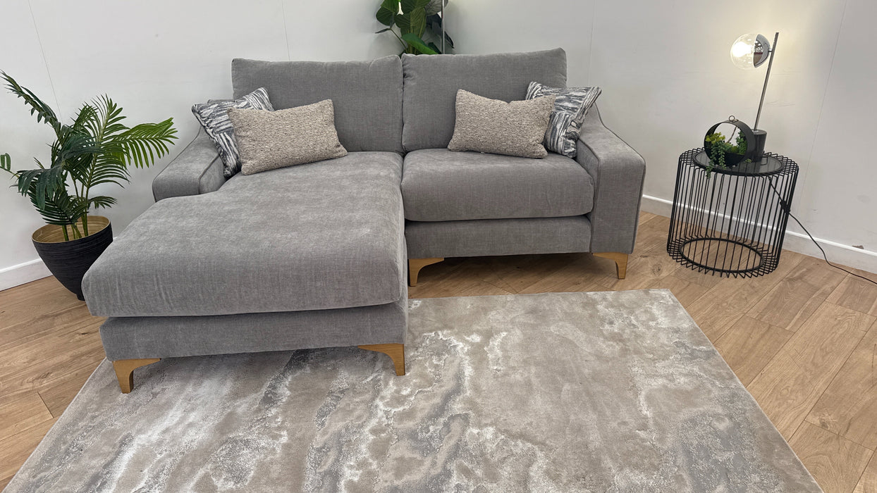 Sofology The Wildwood 3 Seater Fabric Chaise Sofa in Vintage Chenille Grey Contrast Piping Mix