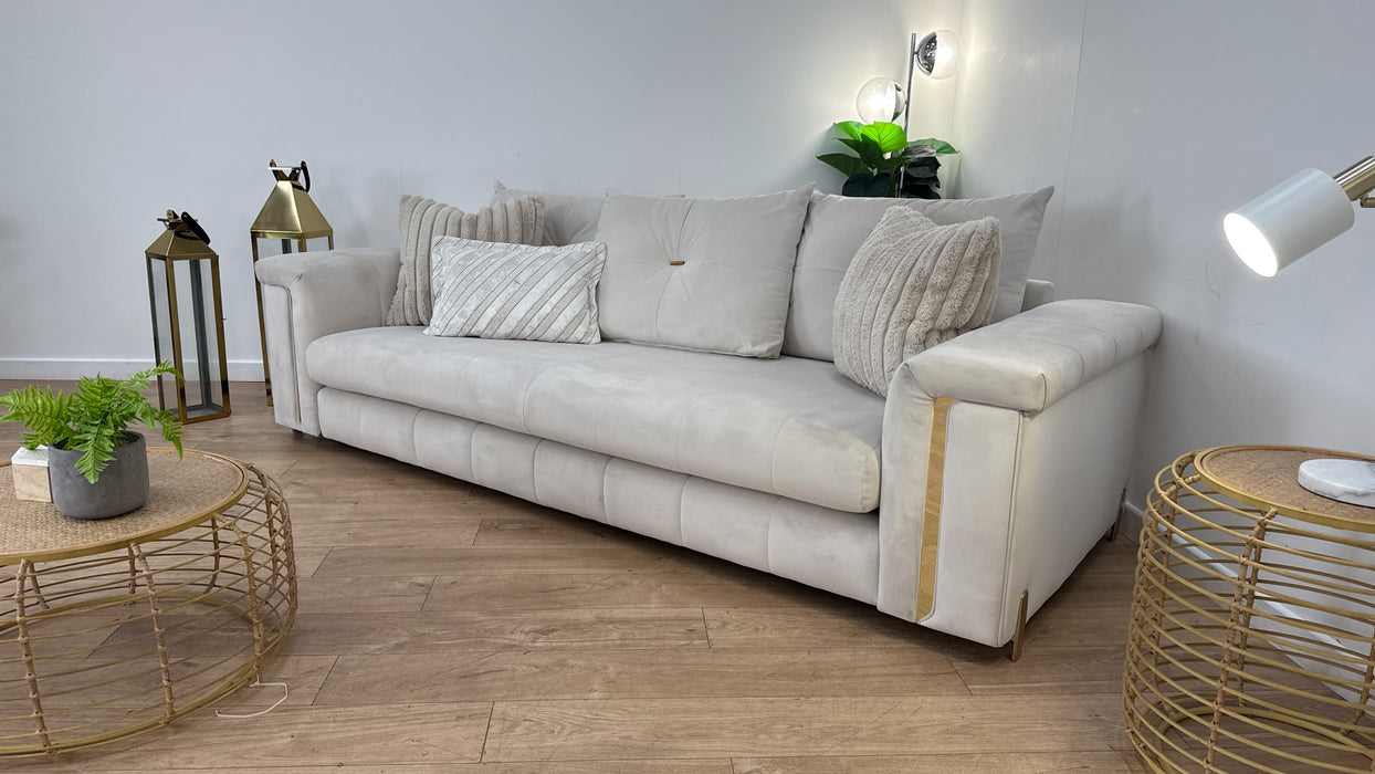 Sofology The Oscar 4 Seater Fabric Sofa in Super Matt Velvet Ecru Mix