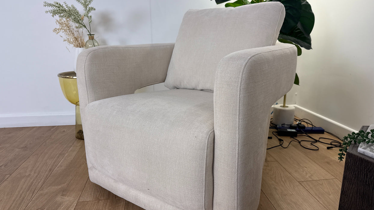 Sofology The Retreat Fabric Swivel Chair in Casual Chenille Ivory