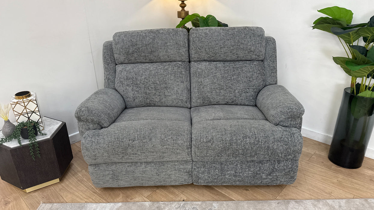 Sofology Gracie Fabric 2 Seater Power Recliner/Headrest in Hopsack Chenille Charcoal