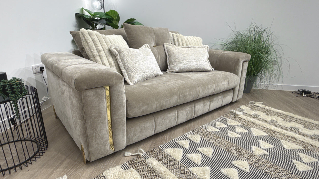 Sofology Oscar 2 Seater Fabric Sofa in Textured Chenille Stone