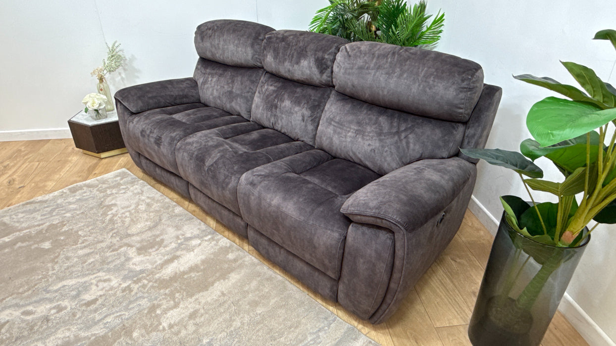 Sofology Radleigh Fabric 3 Seater Power Recliner x 3 in Washed Velvet Charcoal