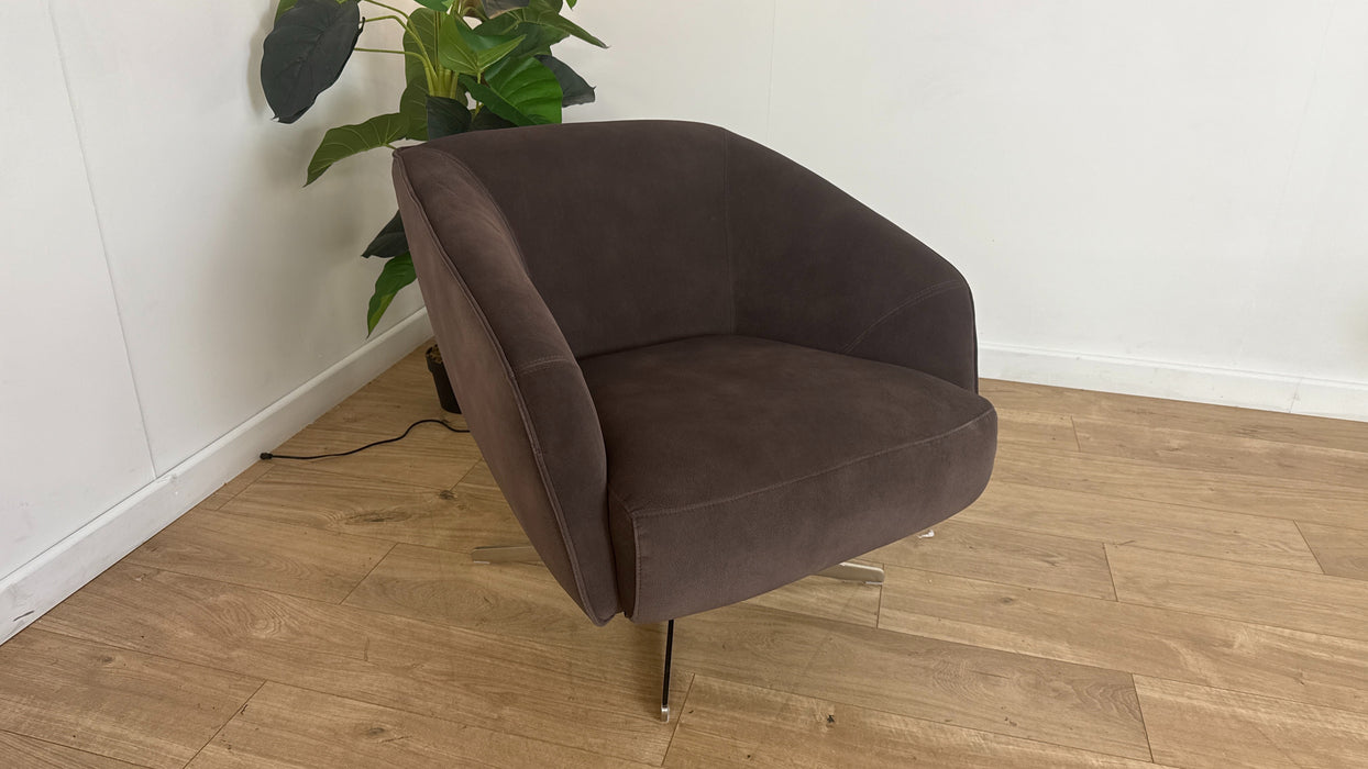 Sofology Adler Fabric Swivel Chair in Lifestyle Mottled Dark Chocolate