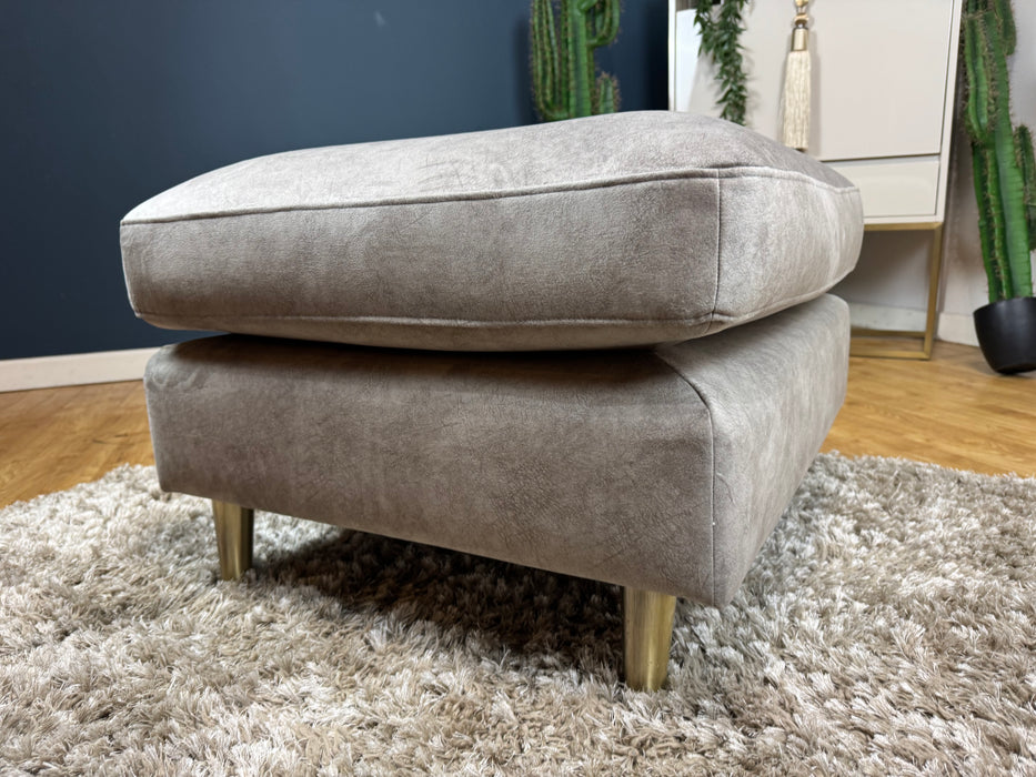 The Hackney Footstool Lifestyle Dapple Fabric Stone All over Memory Foam - WA2