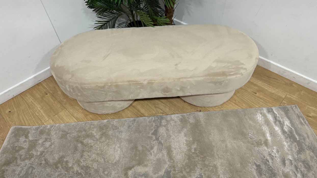 Sofology Chamonix Designer Footstool in Soft Short Pile Faux Fur Natural Mix