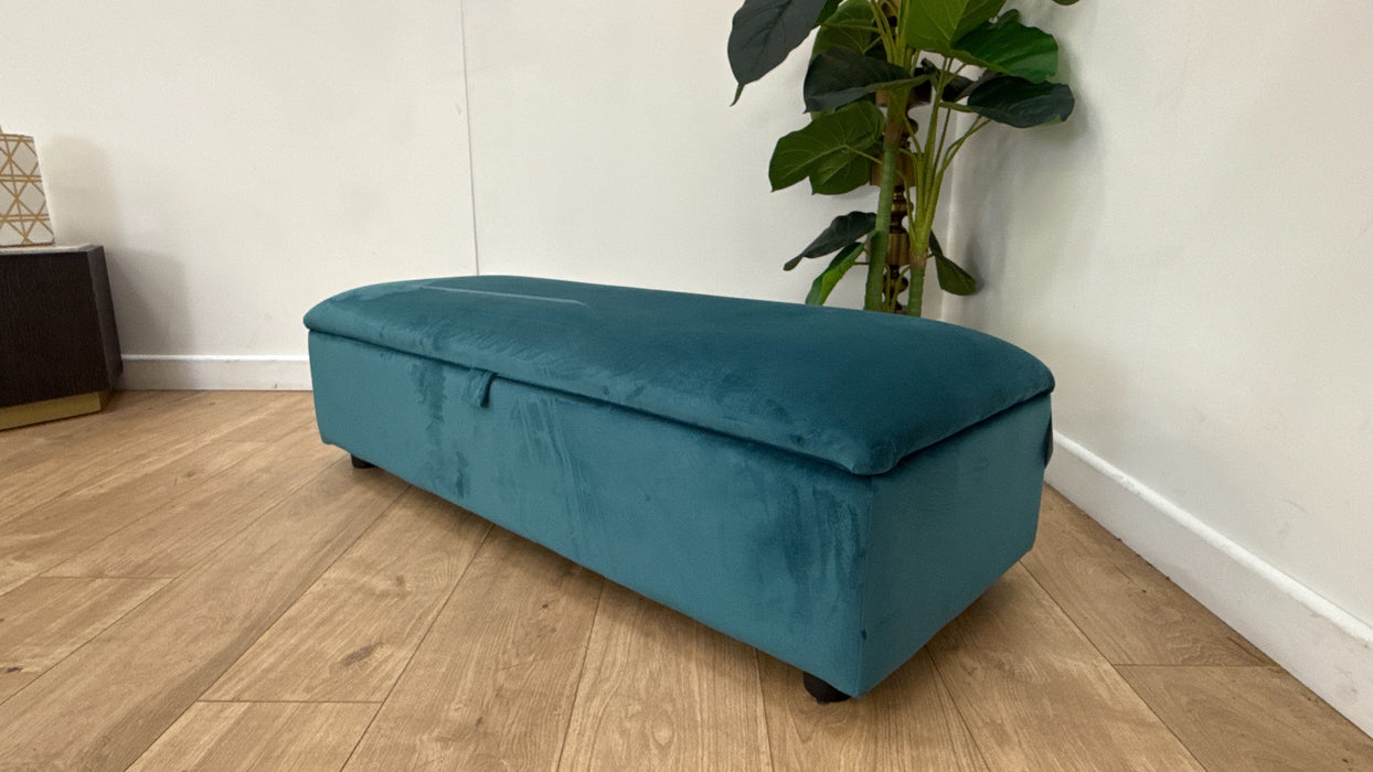 Sofology Islington Fabric Ottoman Storage Footstool in Sleek Teal