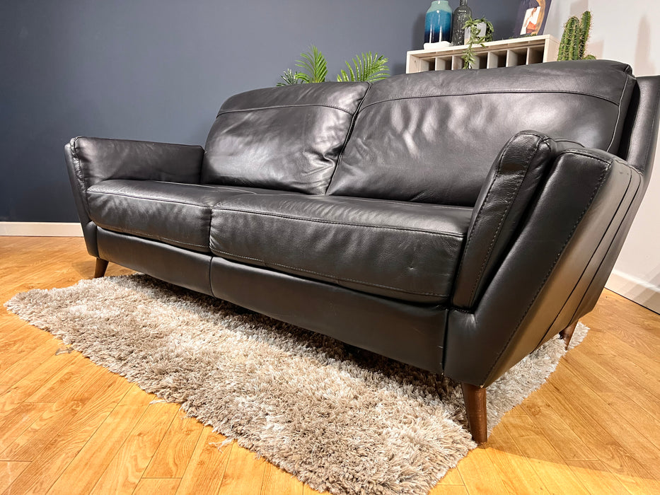 Fellini 3 Seat Leather Sofa - Hampshire Black (WA2)