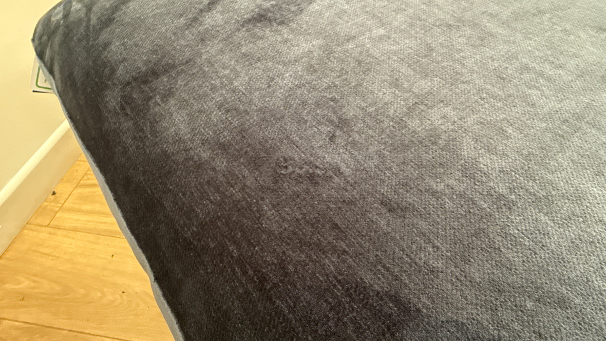 Sofology Bellagio Fabric Footstool Feather Flex Filling in Luxury Deep Pile Chenille Denim