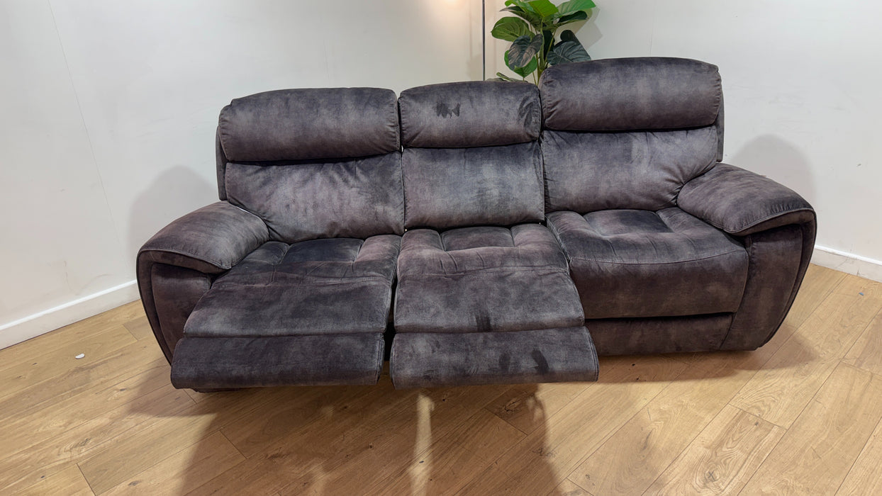 Sofology Radley Fabric 3 Seater Split Triple Power Recliner in Decent Charcoal