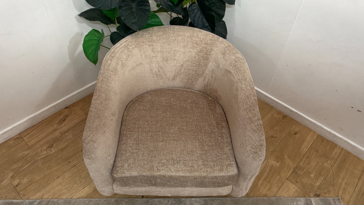 Sofology Westwood Fabric Swivel Chair in Teddy Chenille Natural Mix