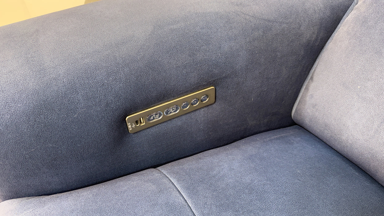 Sofology Riviera Fabric Chair Power Recliner/Headrest in Lifestyle Flecked Navy