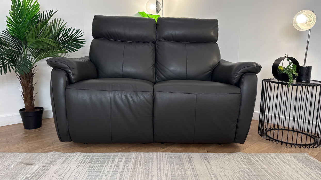 Sofology The Parker 2 Seater Reclining Sofa in Trusty Sheen Leather Charcoal