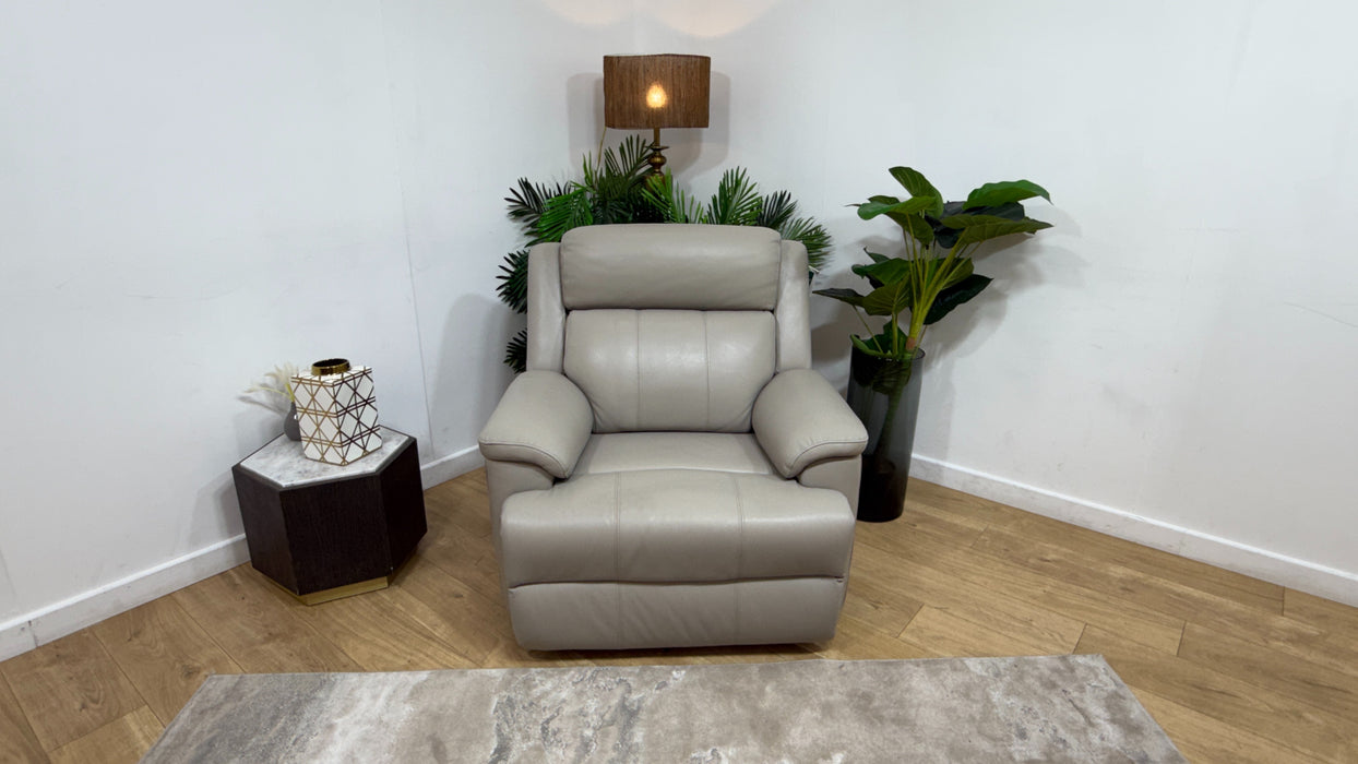 Sofology Gracie Leather Chair Power Recliner/Headrest Massage in Trusty Sheen Lead Grey