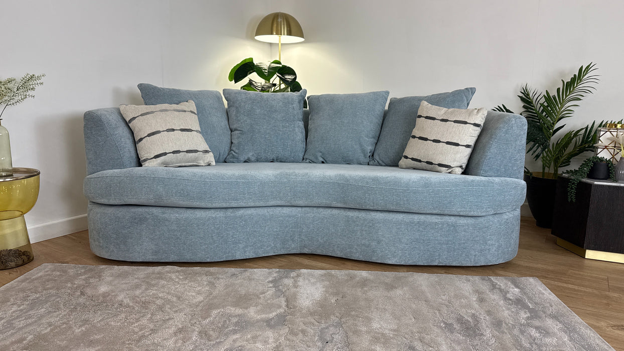 Sofology Chloe Fabric 4 Seater Pillow Back in Linen Look Chenille Sky