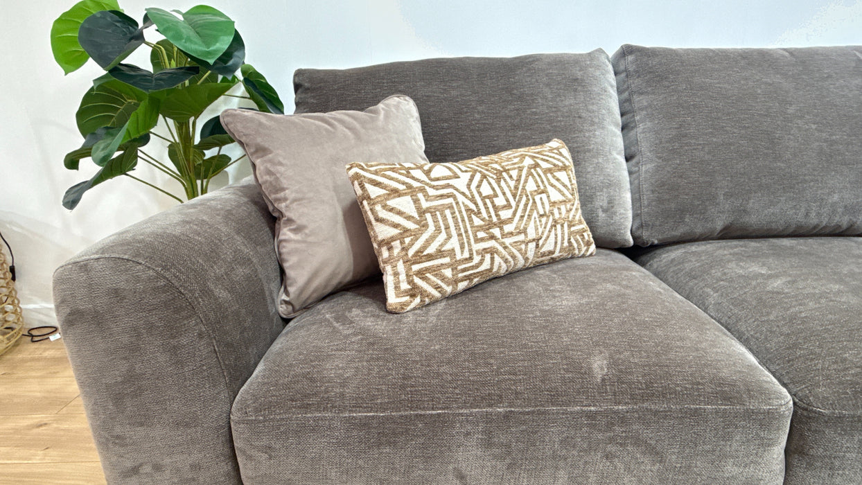 Sofology Rowen Fabric 4 Corner 3 in Luxury Deep Pile Chenille Mole