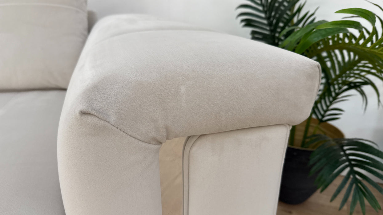 Sofology The Oscar Fabric 4 Seater with Gold Trim in Super Matt Velvet Ecru