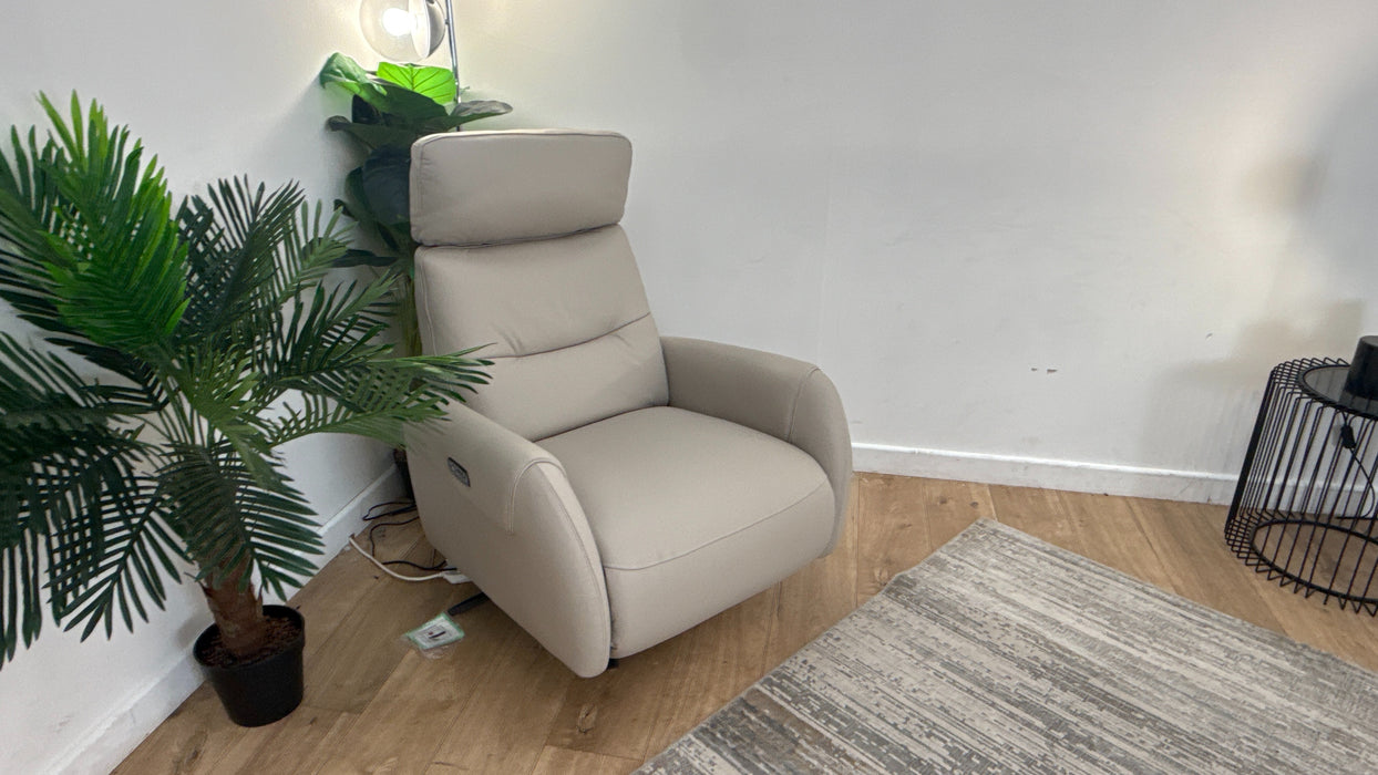 Sofology Monroe Leather Chair Power Recliner in Trusty Matt Stone