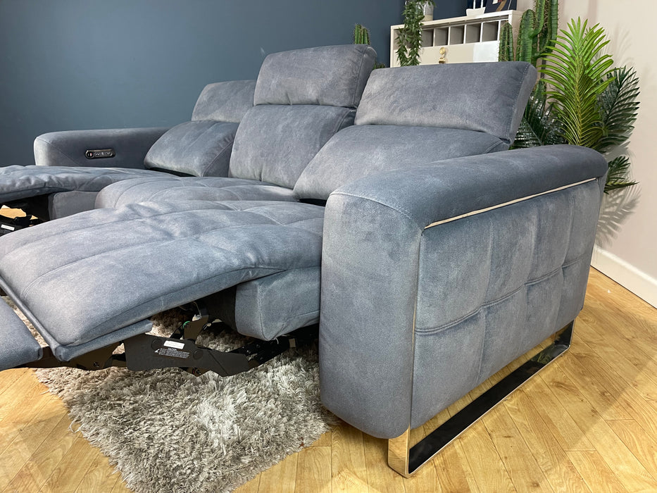 Marvella Fabric 3 Seater - Lifestyle Flecked Fabric Charcoal - Power Headrest and Power Recliner (WA2)