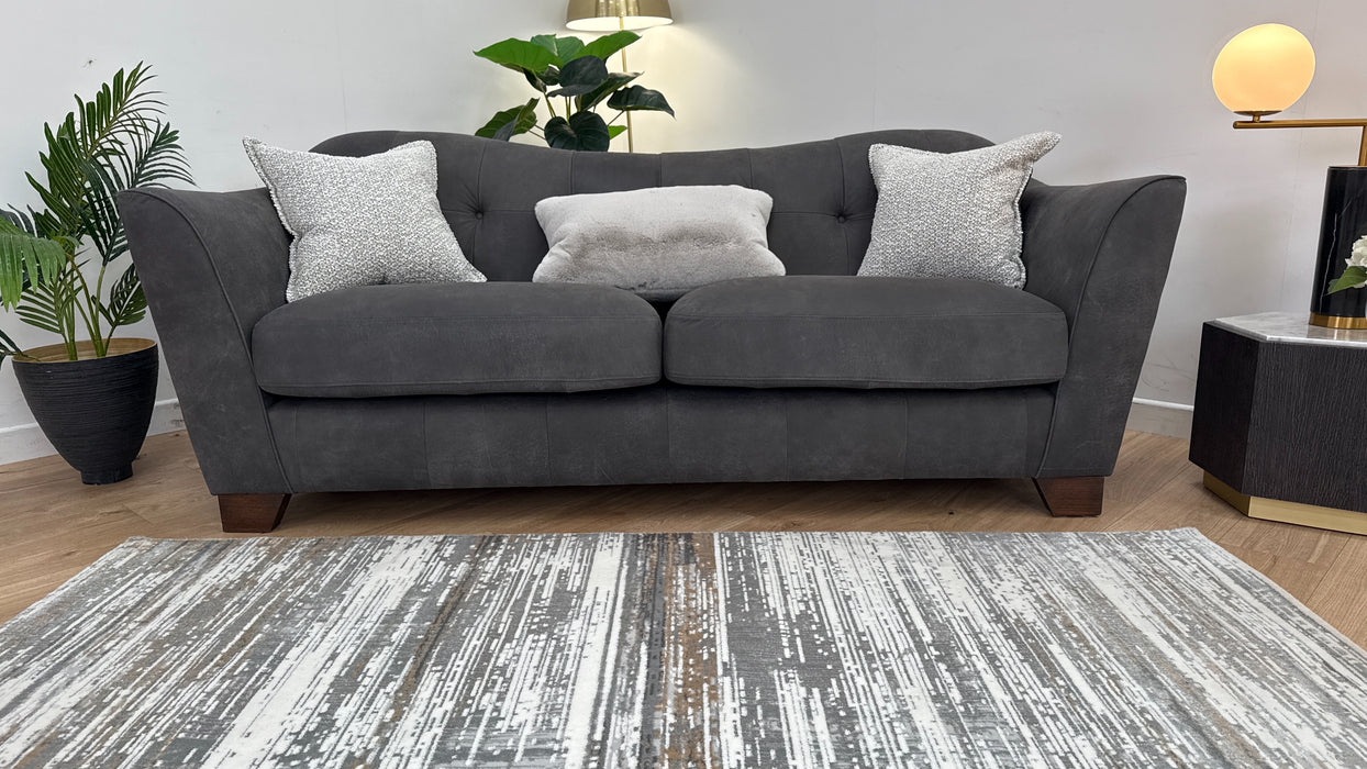 Bartello  3 Seater Sofa -  Leather - Charcoal/Pepper Mix