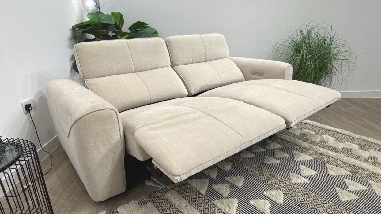 Sofology Riviera 2.5 Power Recliner Fabric Sofa in Chenille Cotton
