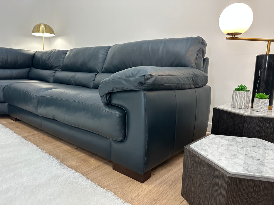 Santino 3 Corner 3 - Leather Sofa - Hampshire Blue