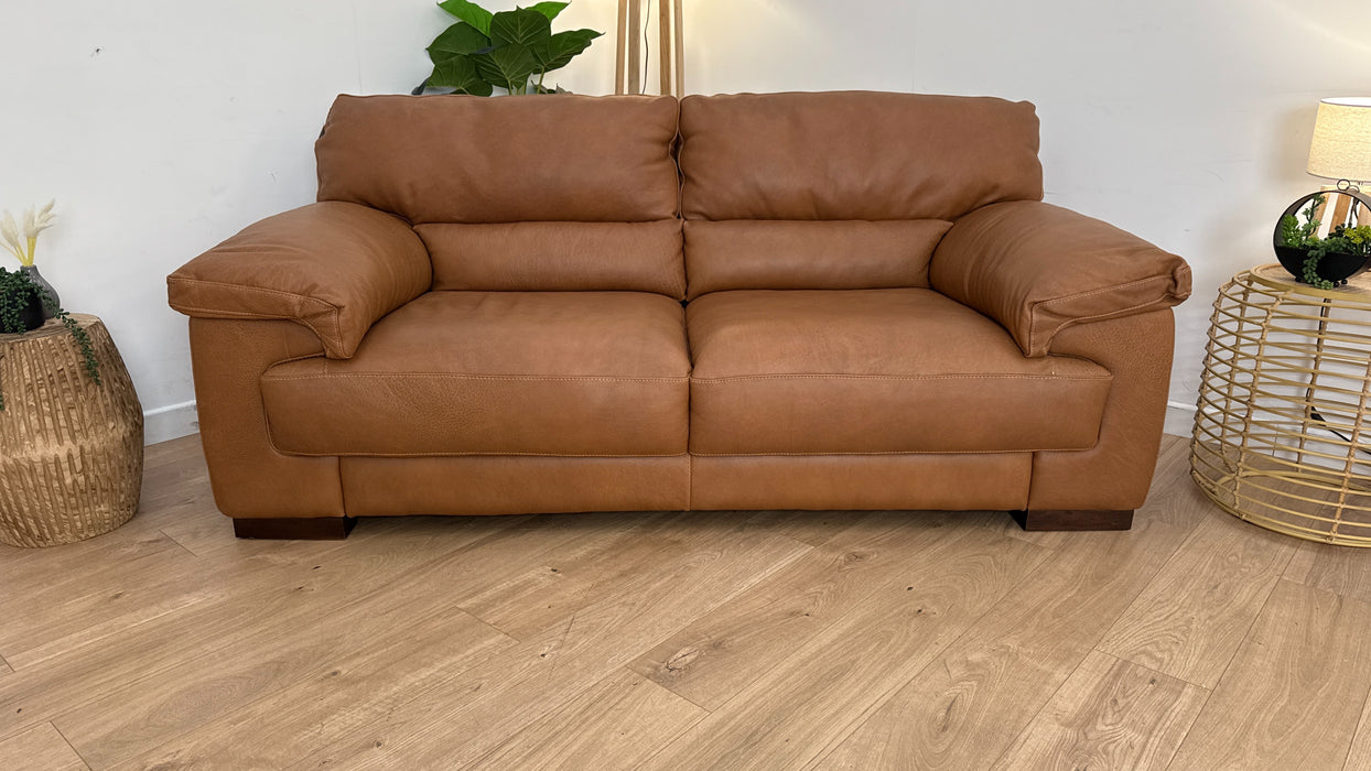 Santino 2 Seater - Leather Sofa - Apollo Tan