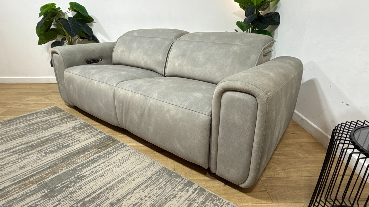 Sofology Premiere Fabric 2.5 Seater Power Recliner/Headrest Heated Seats in Lifestyle Flecked Stone
