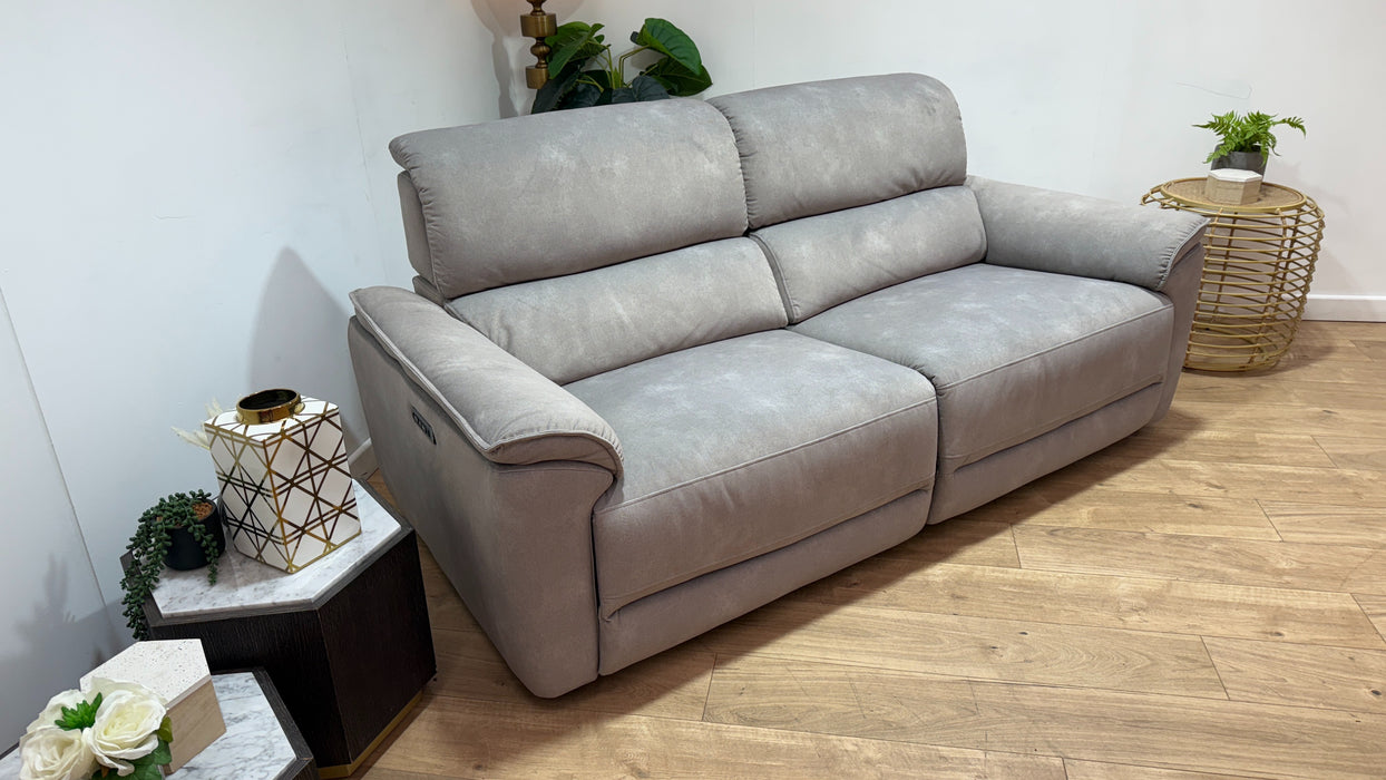 Sofology Hugo Fabric 2.5 Seater Power Recliner/Headrest in Lifestyle Flecked Stone