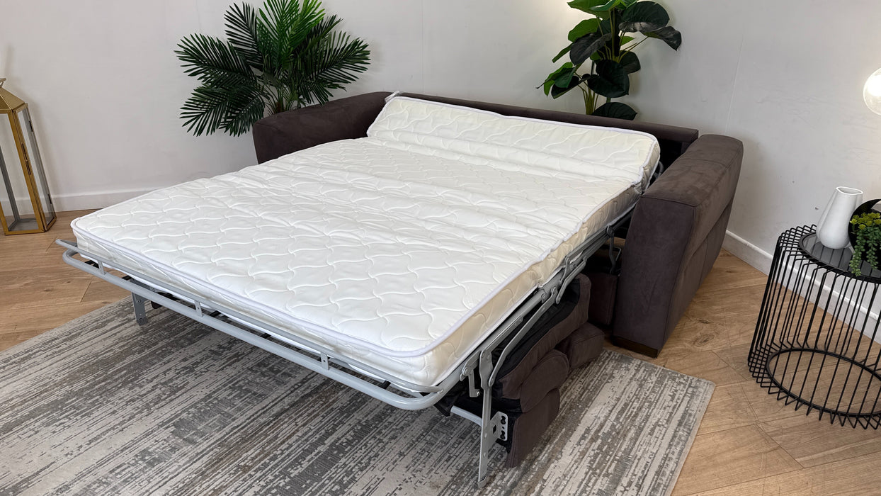 Sofology Metropolitan Fabric 3 Seater Sofa Bed in Lifestyle Textured Fabric Chocolate