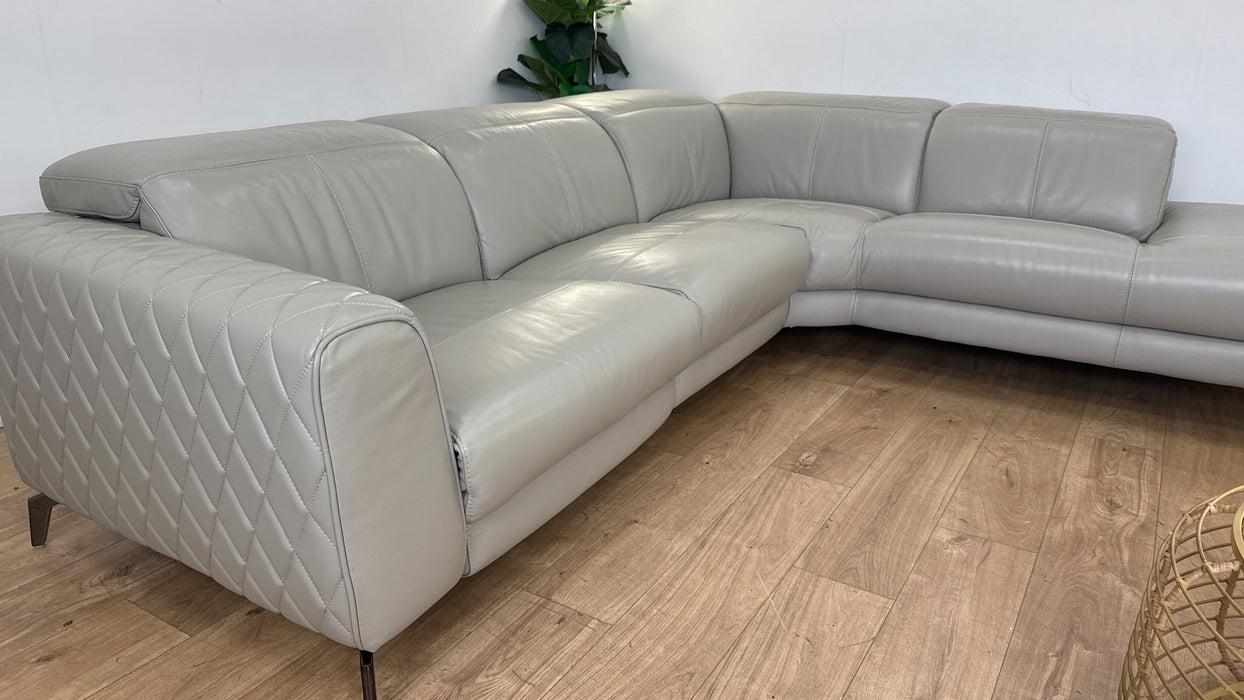 Sofology The Tolouse Leather Corner in Trusy Sheen Cloud Grey