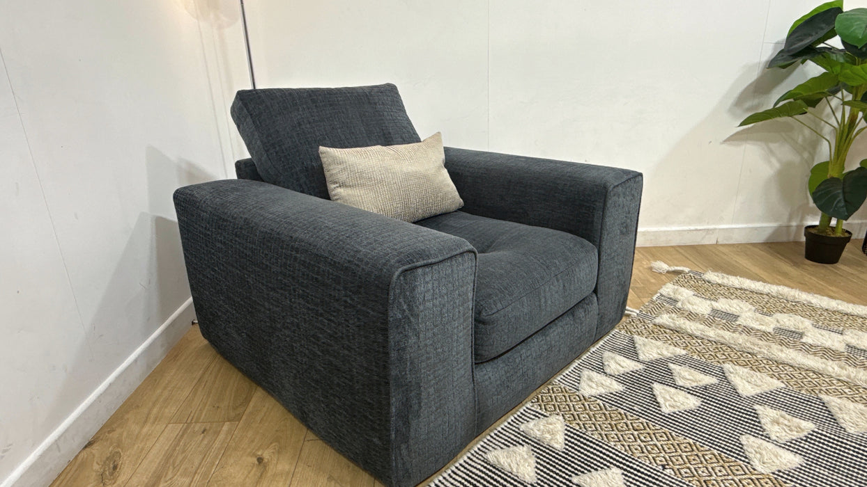 Sofology Ascot Fabric Chair in Texture Chenille Denim Mix