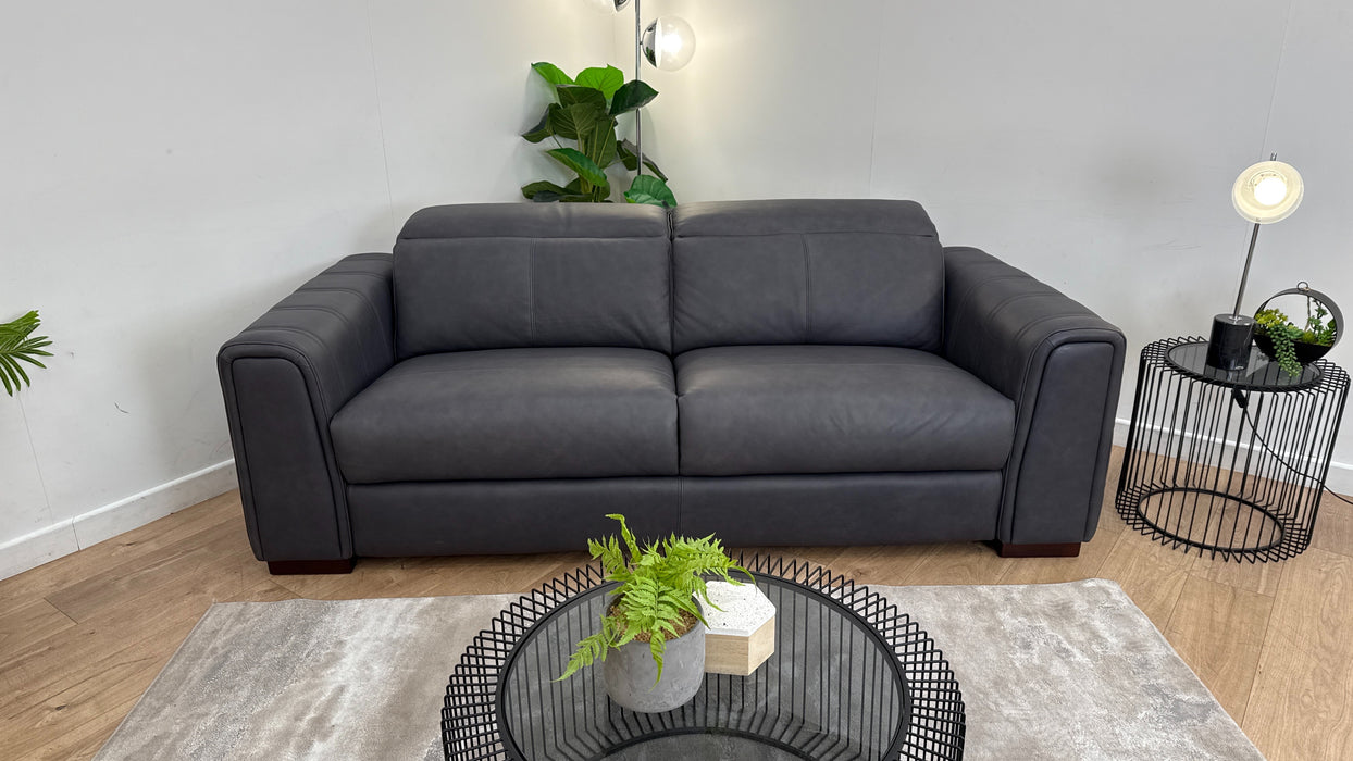 Sofology The Mason 3 Seater Leather Sofa in Relaxed Matt Charcoal