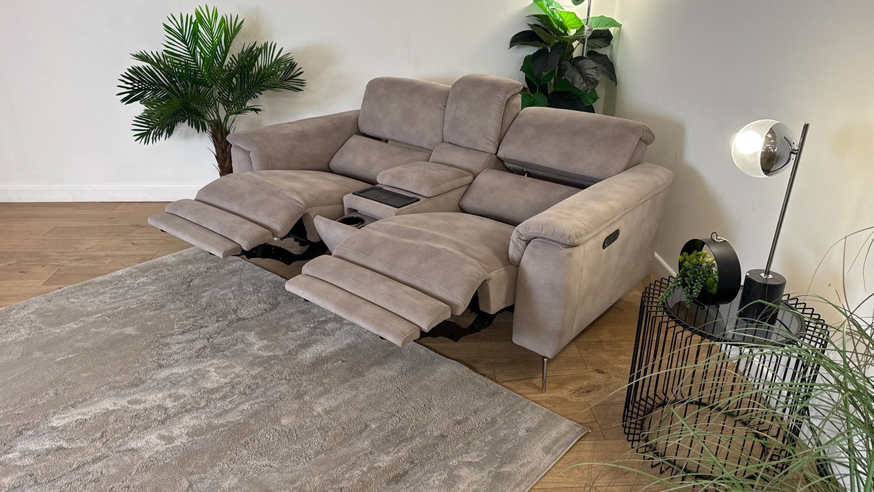 Sofology Illinois Fabric 2 Seater Console Power Recliner/Headrest in Lifestyle Mottled Marble