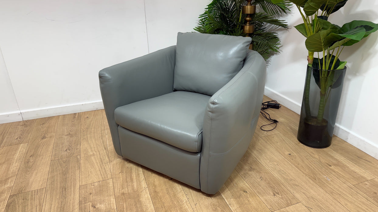 Sofology Marvella Leather Swivel Chair in Trusty Sheen Leather Granite Teal