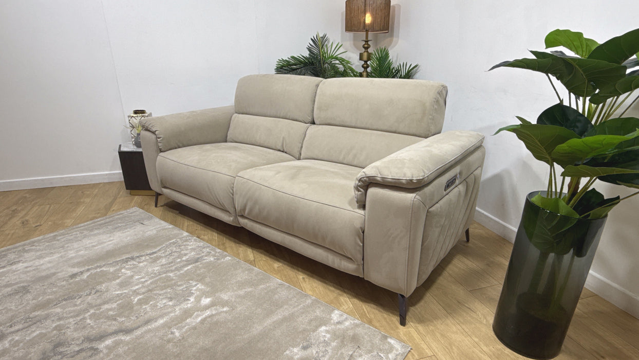 Sofology Fratelli Fabric 2.5 Seater Power Recliner/Headrest in Lifestyle Nubuck Feel Stone