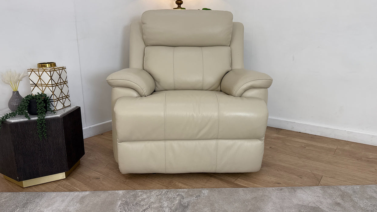 Sofology Gracie Leather Chair Power Recliner/Headrest in Trusty Sheen Bone China