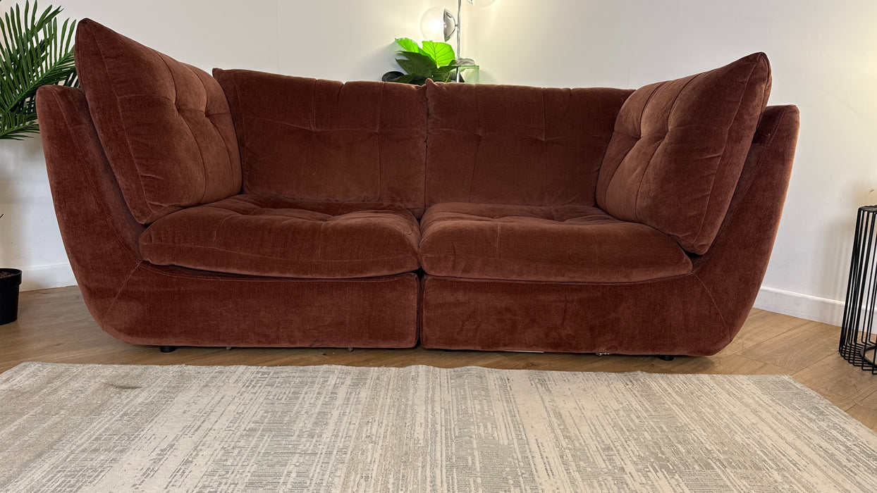 Sofology The Cocoon Fabric 3 Seater in Relaxed Chenille Burnt Sienna