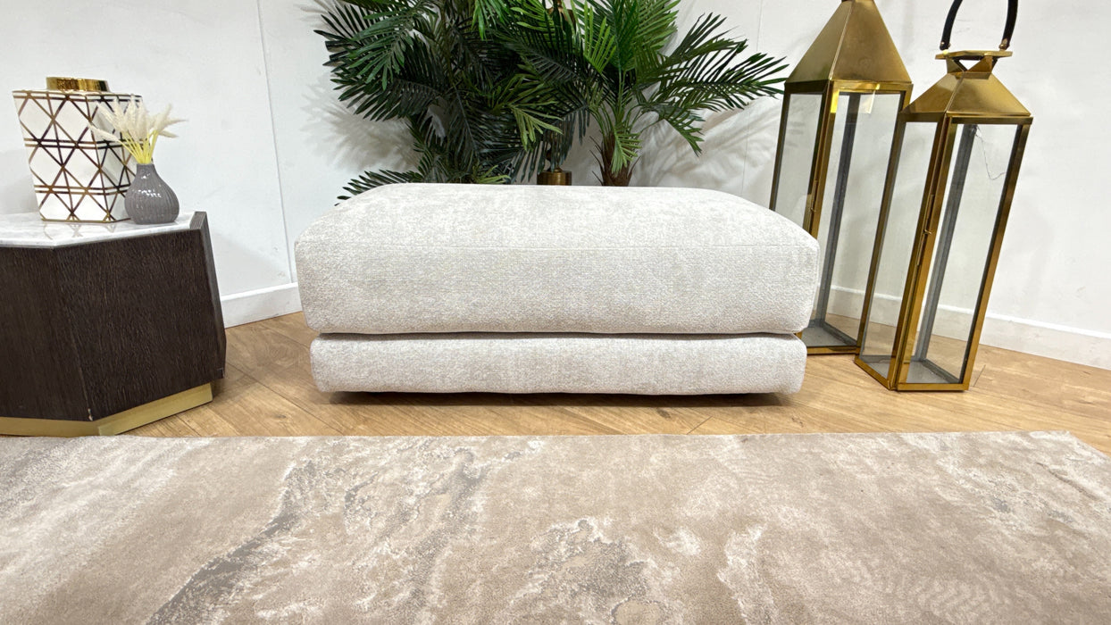 Sofology Amalfi Fabric Large Footstool in Cosy Chenille Stone