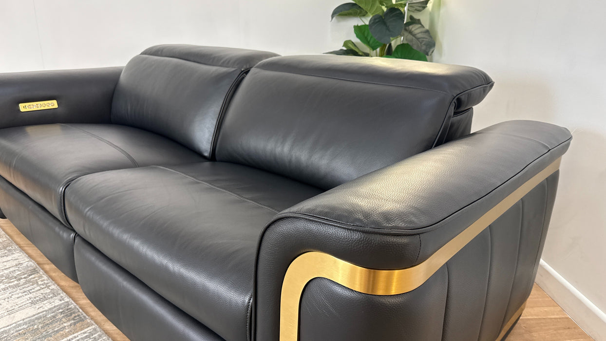 Sofology The Plaza 2.5 Seater Leather Recliner in Trusty Embossed Jet Black