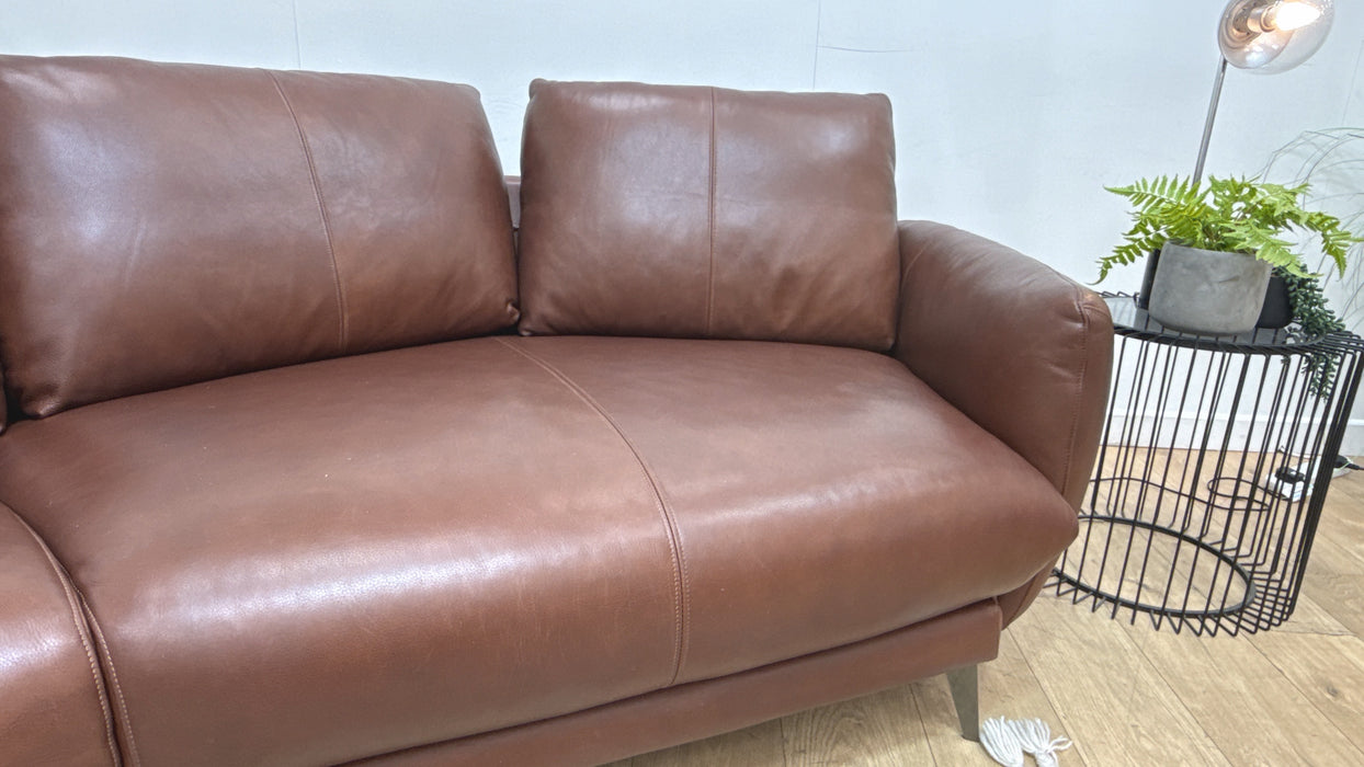 Sofology Adler Leather 4 Seater Asymmetric in Relaxed Soft Brown