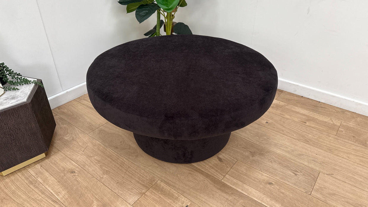 Sofology Luella Fabric Large Designer Footstool in Soft Sherpa Ebony