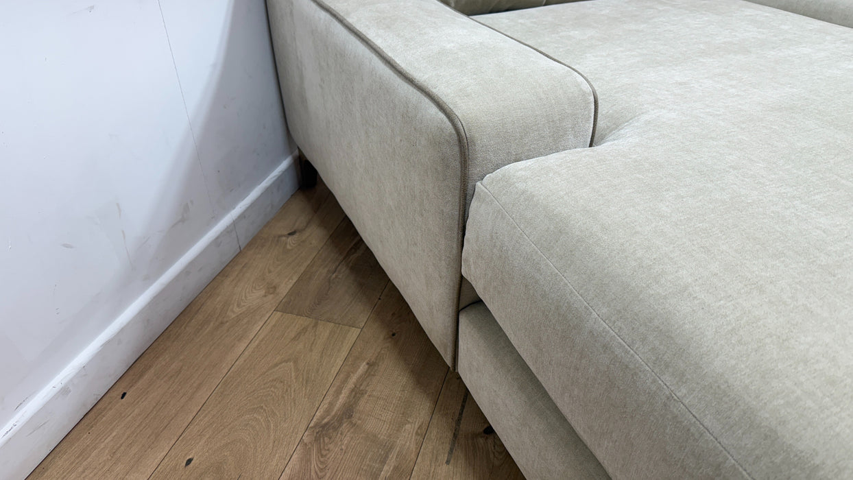 Sofology Wildwood Fabric 4 Seater Double Chaise with Footstool in Vintage Chenille Natural Contrast Piping Mix