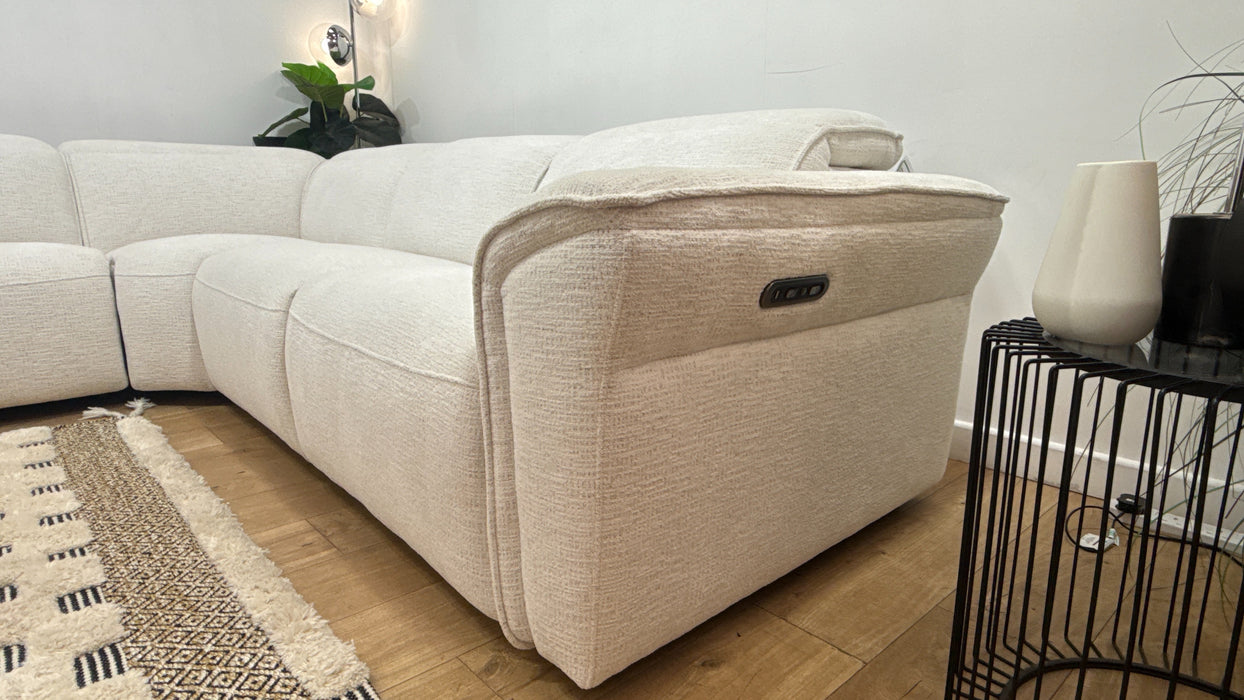 Sofology Fleur 4 Corner 3 Power Recliner  in Cloud Cool Cream