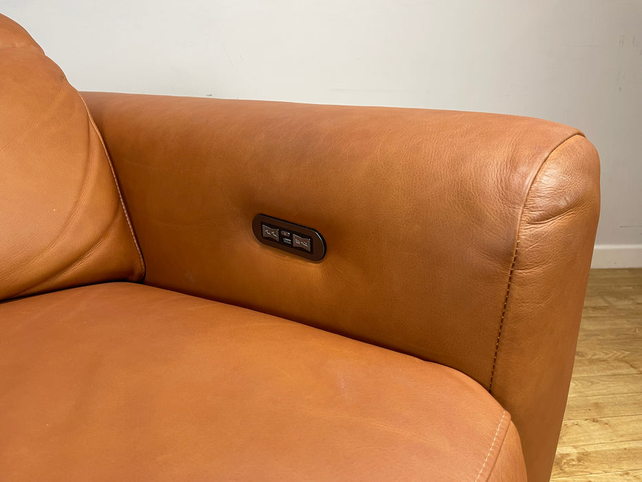 Bohemia 3 Seater Power Recliner Power Headrest Relaxed Tan Matt Leather (WA2)