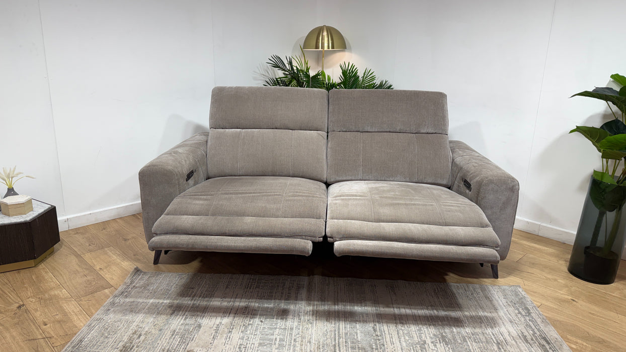 Sofology Allure Fabric 2.5 Seater Power Recliner/Headrest Heated Seats Lumbar Support in Relaxed Chenille Nutmeg