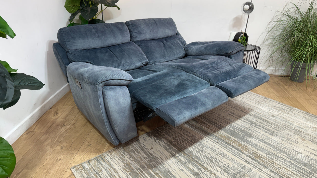 Sofology Radleigh Fabric 2 Seater Power Recliner/Headrest in Decent Teal