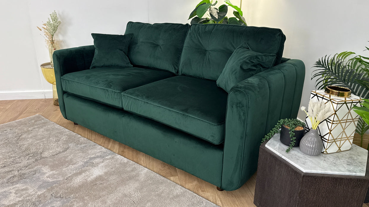 Sofology Islington Fabric 3 Seater Hypnos Deluxe Sofa Bed in Sleek Green