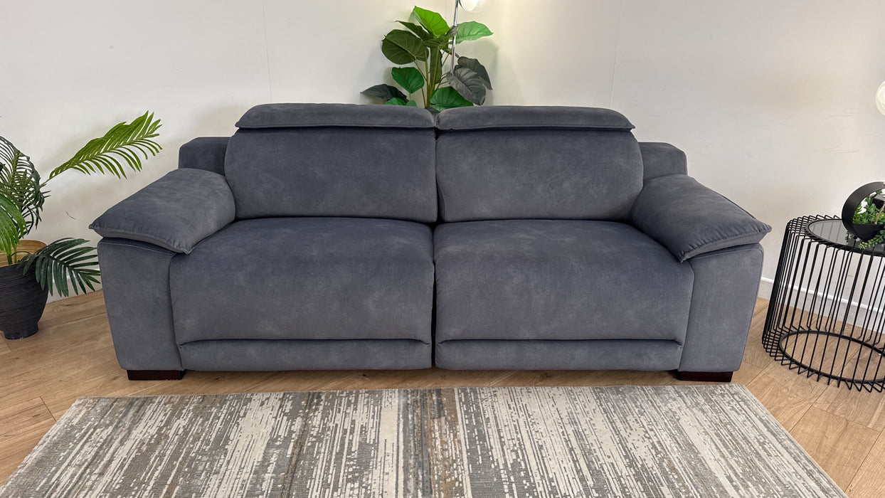 Sofology Benz Fabric 3 Seater Power Recliner/Headrest in Lifestyle Flecked Charcoal